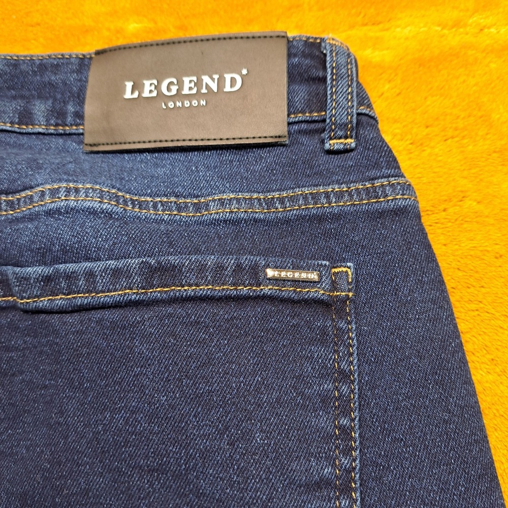 Legend London Slim Fit Jeans Mens 34x32 Dark Wash Blue Excellent Stretch Denim - Picture 9 of 12